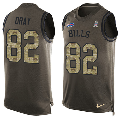 Men's Limited Jim Dray Nike Jersey Green - #82 Salute to Service Tank Top NFL Buffalo Bills